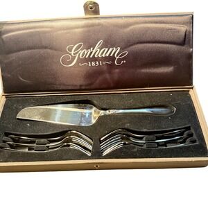 Gorham 1831  Cake Knife Server Dessert Forks Set Silverware with Case
